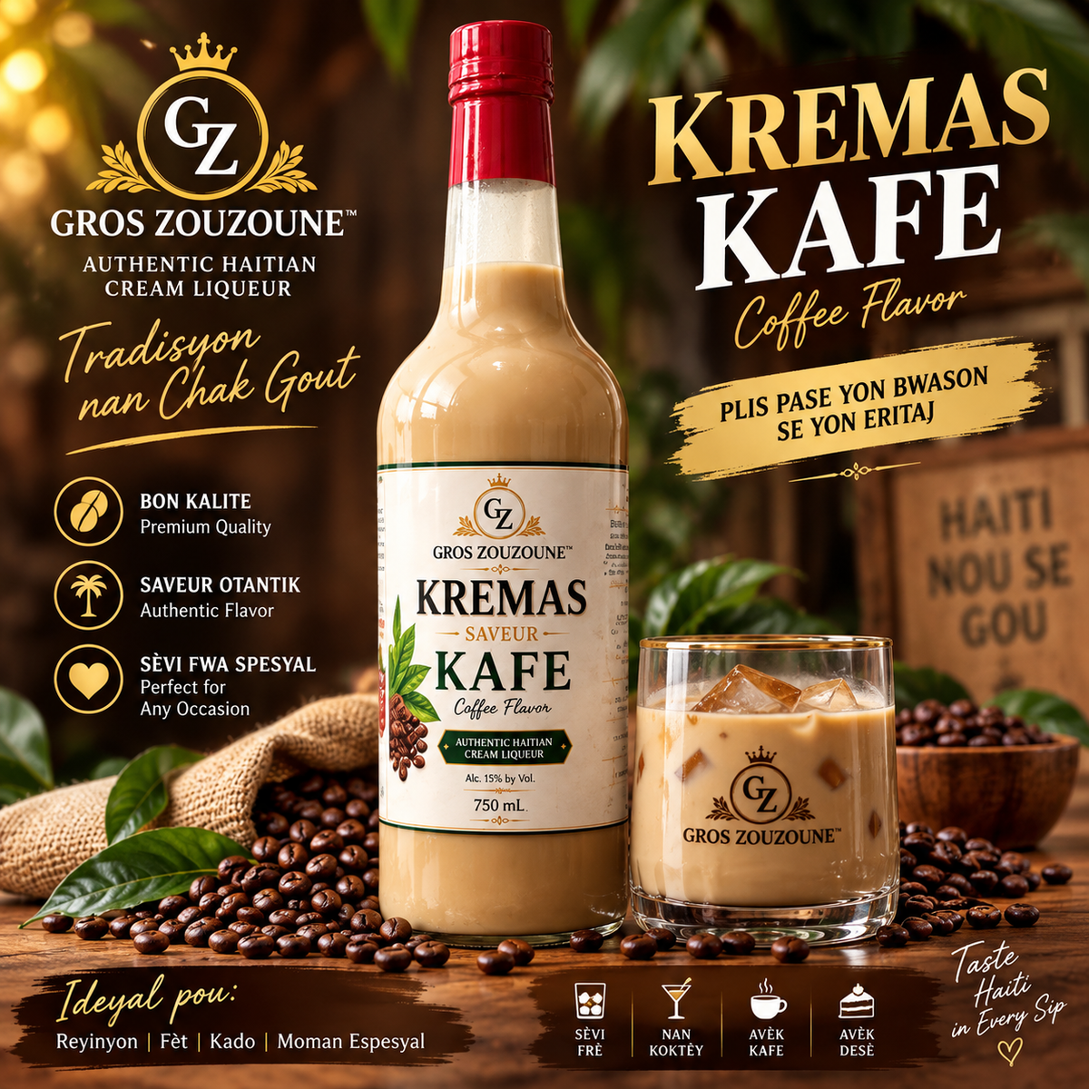 GROS ZOUZOUNE™ Kremas Kafe – Premium Coffee Cream Liqueur
